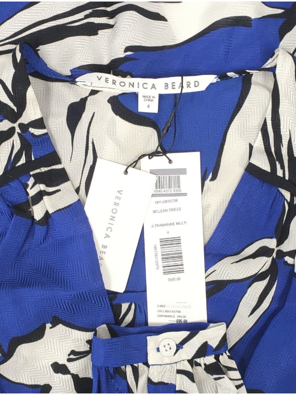 Veronica Beard Mclean Long Sleeve Floral Silk Blend Maxi Dress Blue Multi Size 4 - Picture 6 of 8